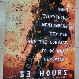 13 HOURS MOVIE POSTER 27 x 40 HAND SIGNED 12 AUTOGRAPHS FREE AUTHENTICATION obo